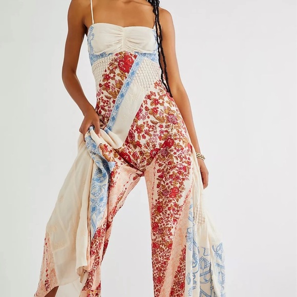 NWOT Free People Gianna Patchwork Jumpsuit - Picture 5 of 11